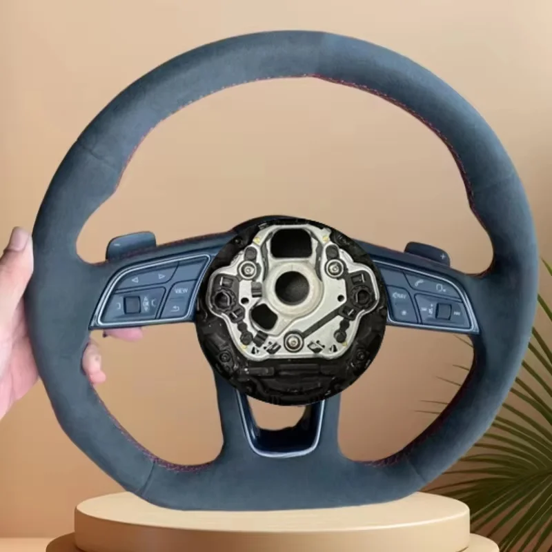 With Heating for Audi A1 A4 A5 A6 A7 A8 S8 Q3 Q5 Q7 TT R8 Steering Wheel Flat Bottom Suede Steering Wheel Campaign Assembly