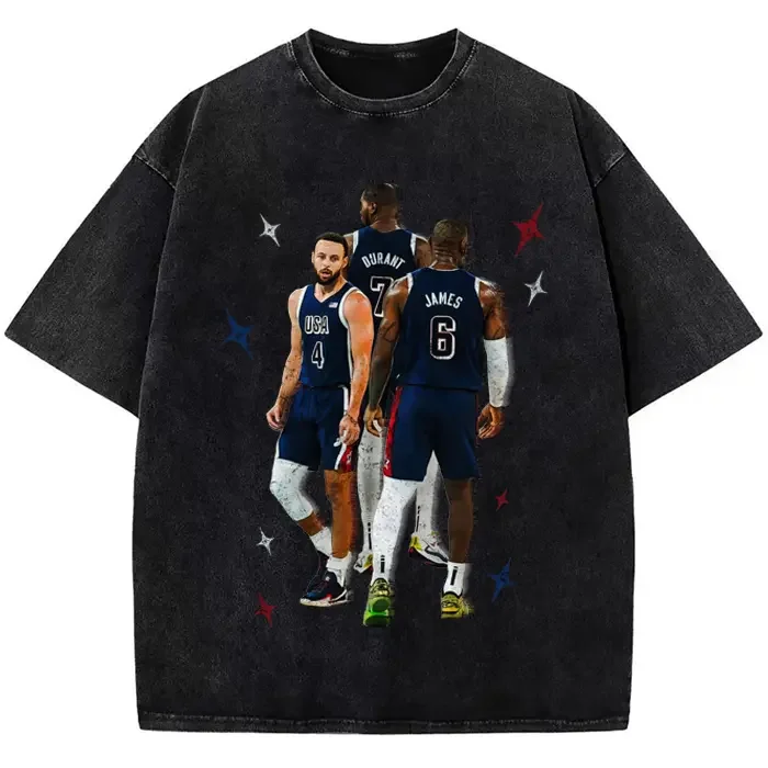 Camiseta con gráfico personalizado de Steph Curry, Durant y el BIG 3, campeones de EE. UU.