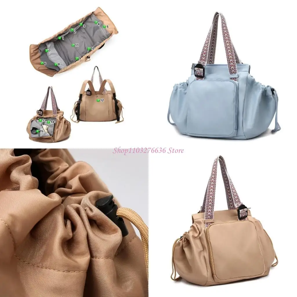 R6FD Diaper Bag Wear Resistant Shoulder Bags Large Capacity Mom Bag Splashproof Bag Multiple Compartment Handbag Backpack