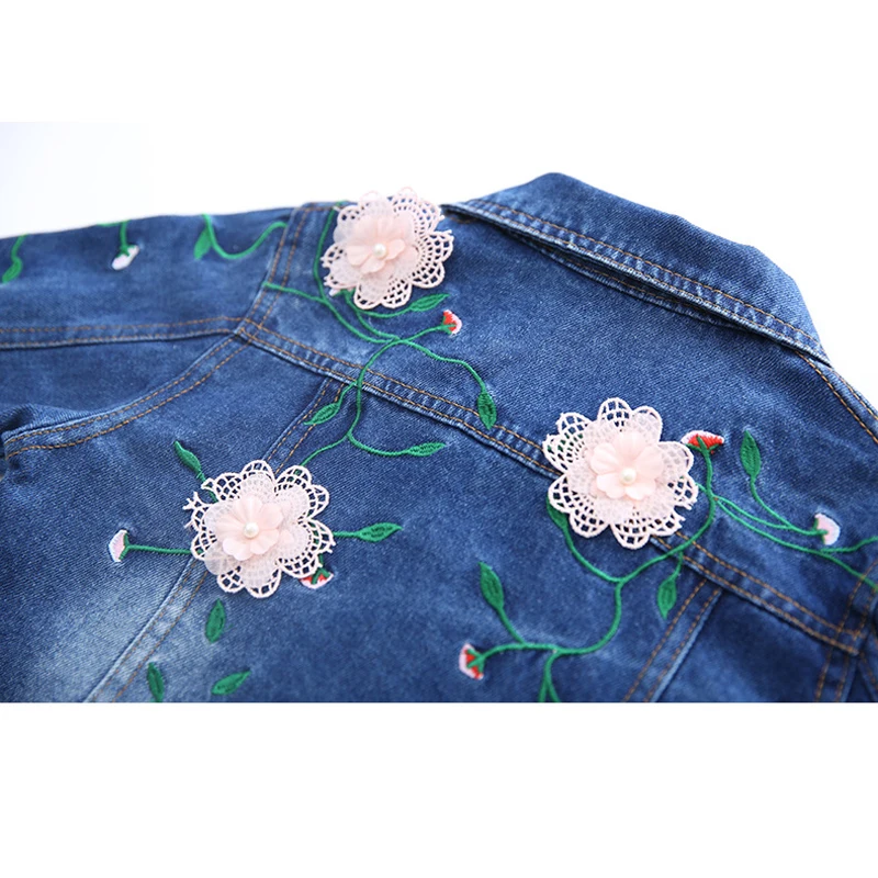 Baby Girl Cowboy Suits 2021 Kids Clothing Set 4 6 8 10 12 14 Years Girls Cotton Casual Denim Jacket + Jeans 2pcs Flower Outfits