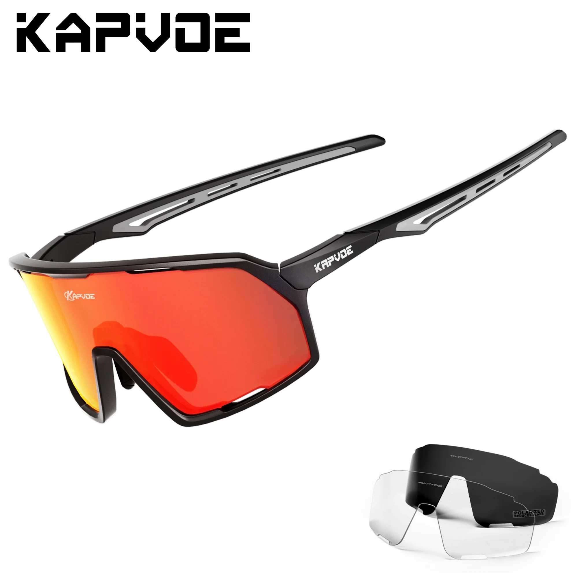 

Kapvoe Sunglasses 3lens Cycling Glasses for Men MTB UV400 Mountain Bike Bicycle Eyewear Women Sports Goggles Road Speed Skating