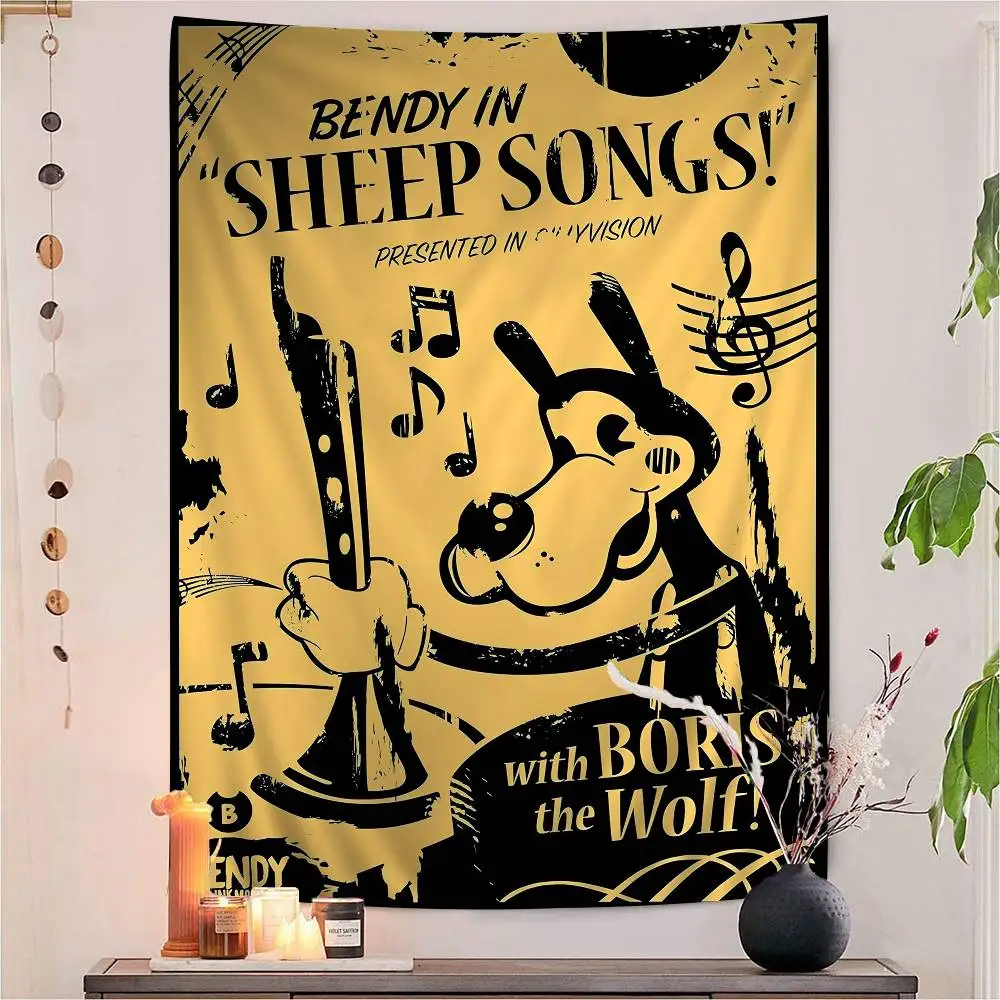 B-Bendy und die I-Ink M-Machine Hippie Wandbehang Wandteppiche für Wohnzimmer Zuhause Wohnheim Dekor Kunst Heimdekoration