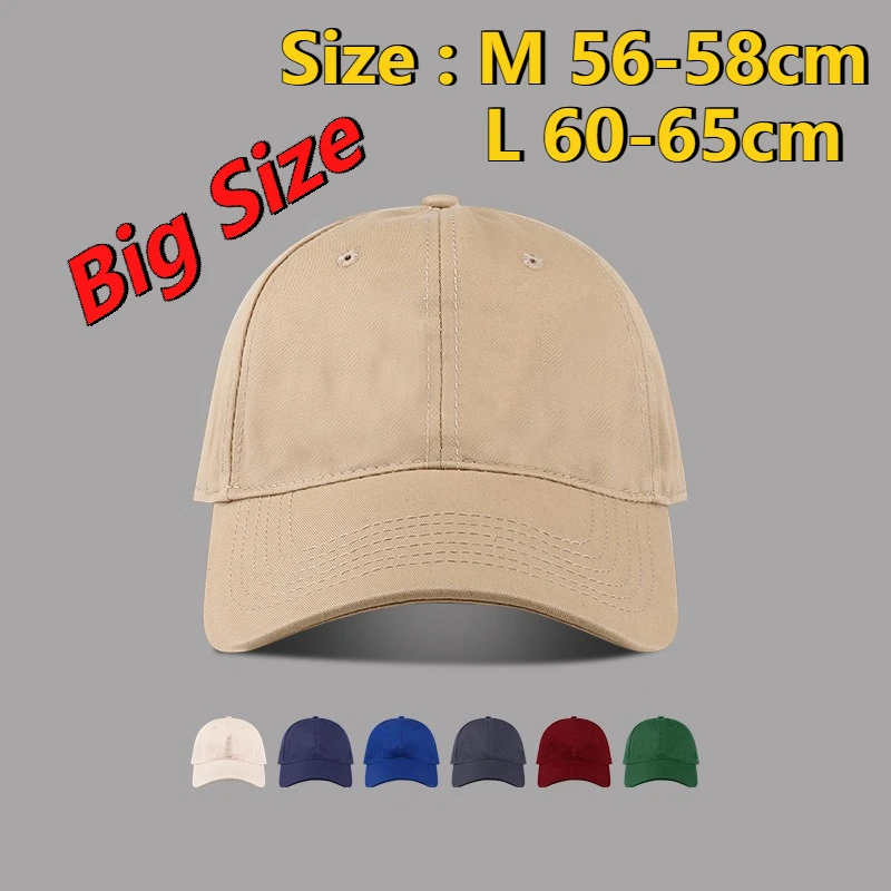 Big Size Baseball Caps Solid Color Big Head Soft Cotton Extra Large Size Women's Low Profile Golf Hats OverSize Caps For Men