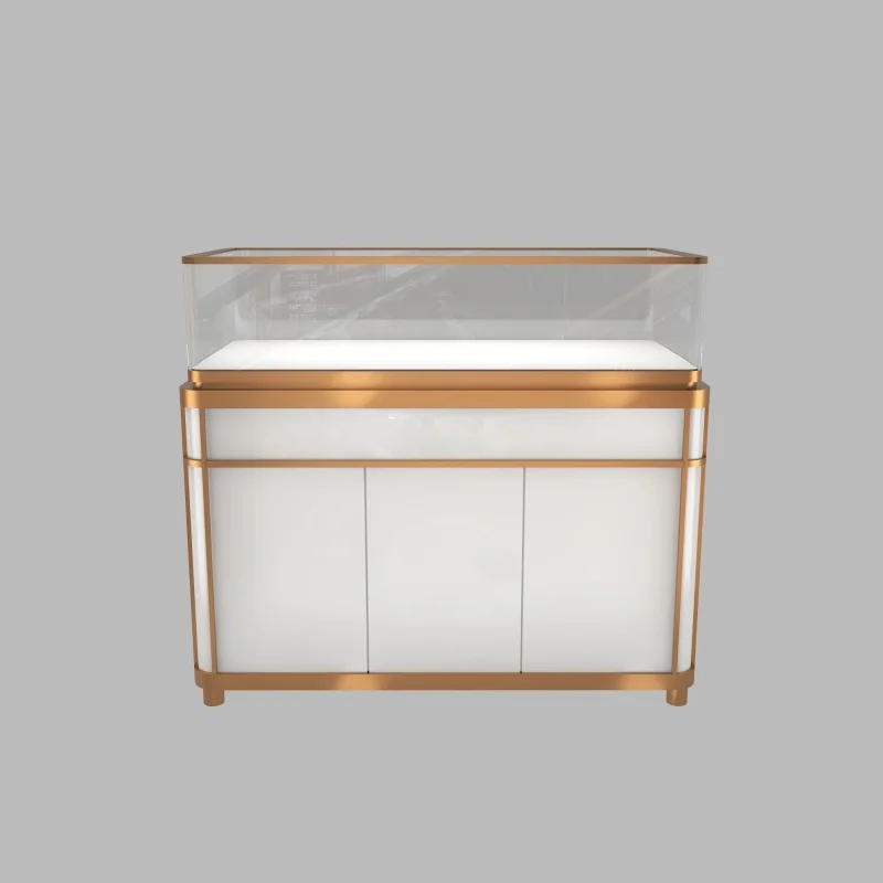 Custom. metal luxury jewelry store display counter jewelry display glass showcase with LED light