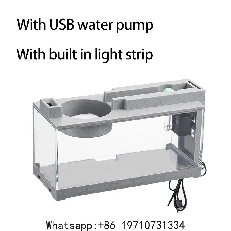 Aquarium Fish Tank Kit Built-in Oxygen Bar USB Mute Filter With Light Strip Multi-functional Office Desktop Home Ornaments Decor