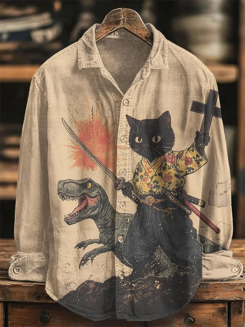 新しいメンズ長袖 3D 花プリントシャツファッションカジュアルアウトドアホリデーデイリー春秋中国フラップシャツ