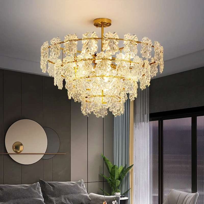 

Luxury-lite French-style cozy bedroom ceiling lamp simple crystal room post-modern glass lamp fixture