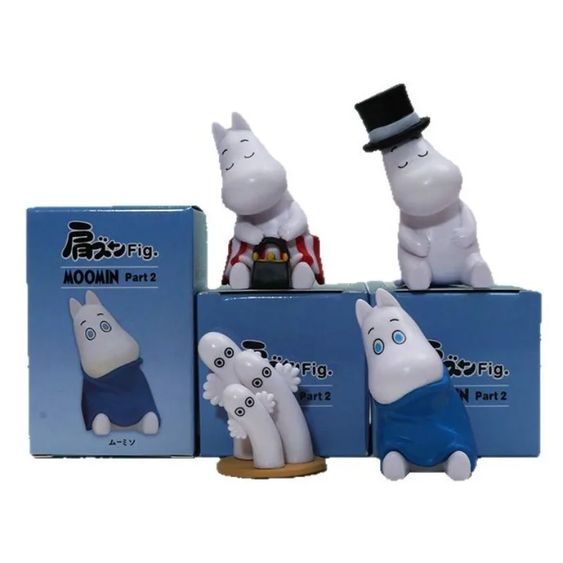 4 Uds Moomin muñecas de dibujos animados decoración Anime figura de acción Q Figural coche decoración de escritorio modelo niños regalo de cumpleaños de Navidad