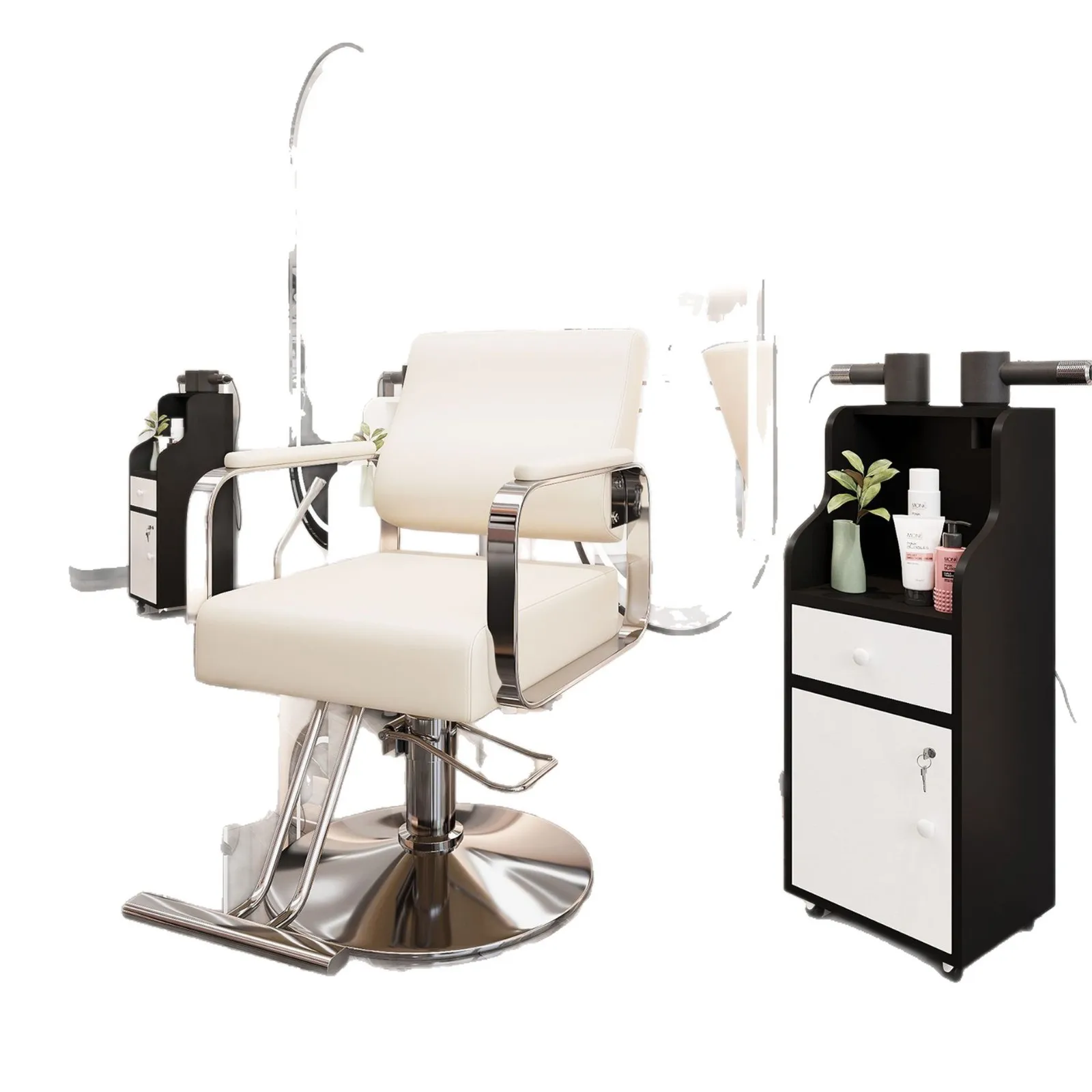 Barber Chair, Stainless Steel Lift Chair, Hair Salon Furniture, Fashionable Styling Seat, Perm and Dyeing Station - view 4