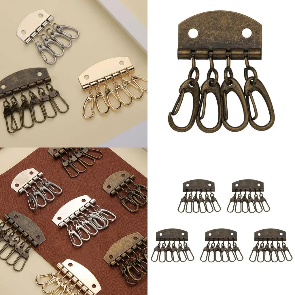 5 Pcs/Set Practical Keychains Metal Holders Row Keyring Organizers Craft Supplies for Leather Wallet