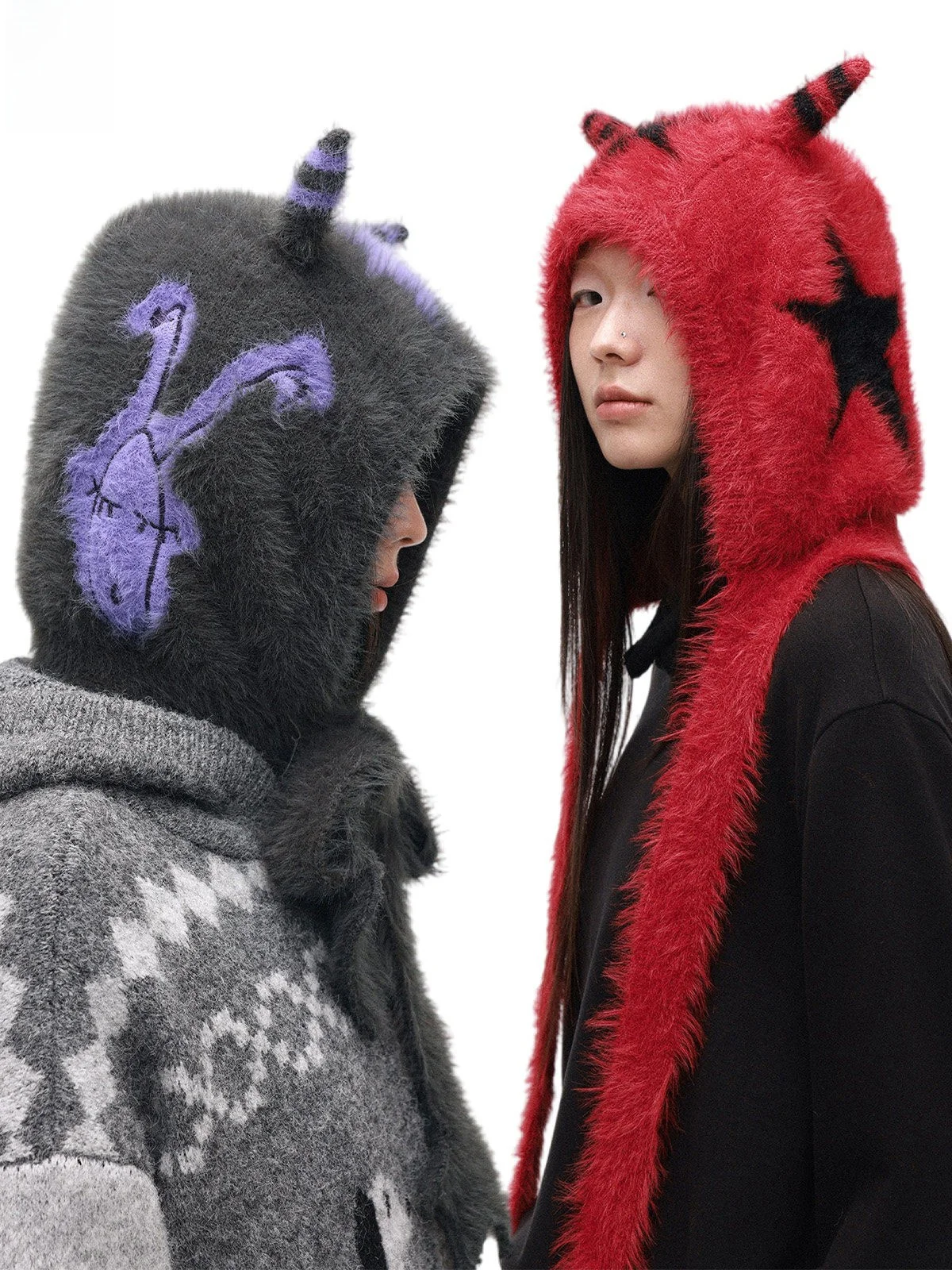 soft-woolen-knitted-hat-with-five-pointed-star-devil-snail-pattern-fake-fur-texture-commuter-friendly-unisex-winter-cap