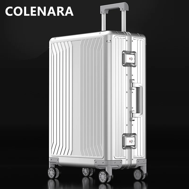 COLENARA The New Suitcase All Aluminum Magnesium Alloy Business Trolley Case 20 Inch Boarding 24 \