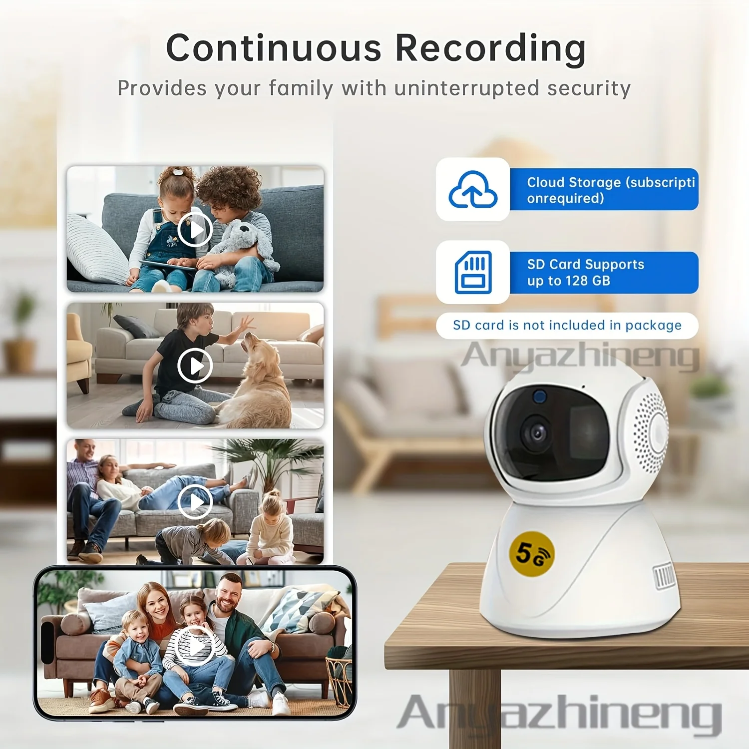 جهاز مراقبة الطفل اللاسلكي الذكي الدوار مع دوران PTZ وصوت ثنائي الاتجاه يظهر عن بعد حالة منزلك