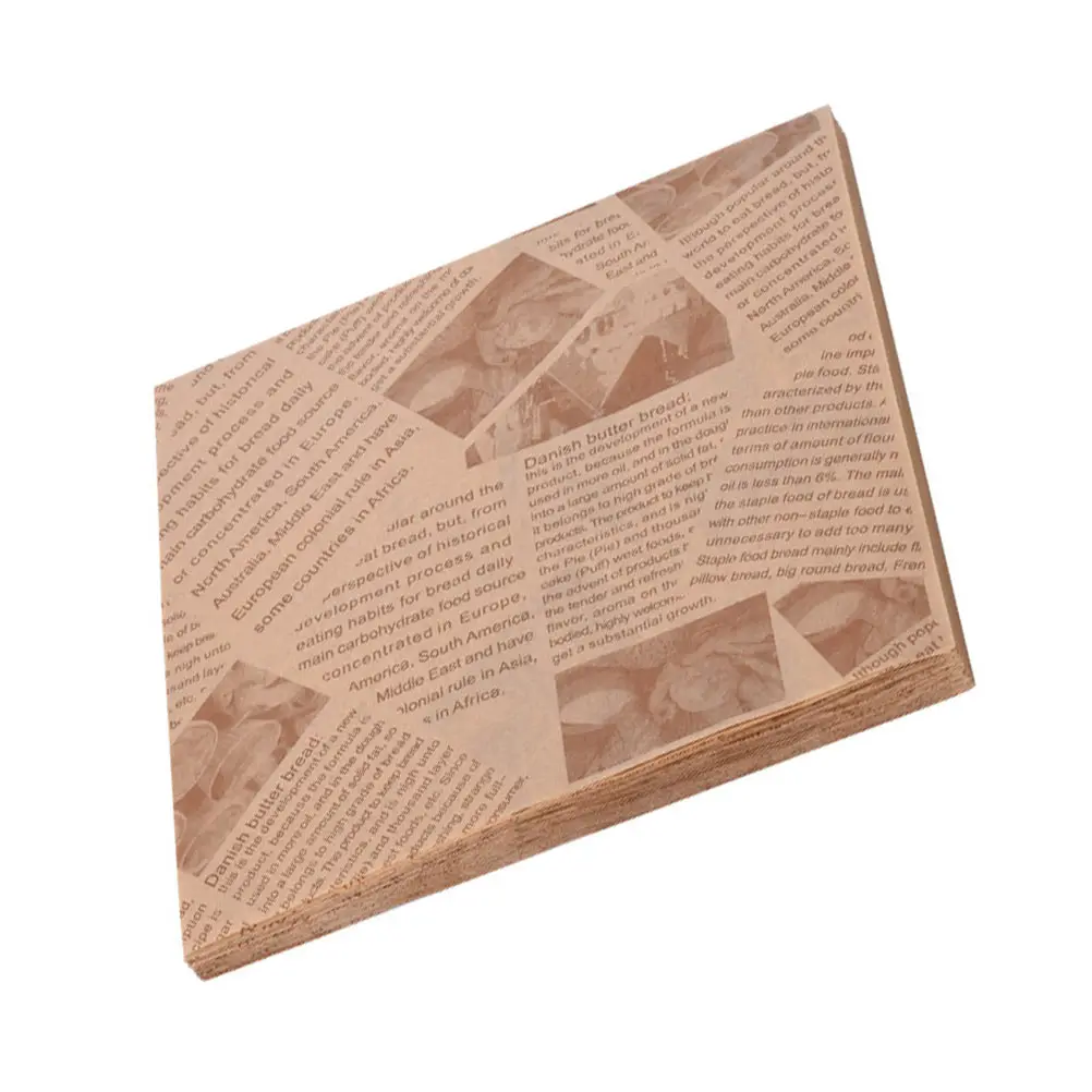 Papel a prueba de aceite para hornear, pulpa de madera virgen de calidad alimentaria, papel resistente al calor para Pizza, patatas fritas, embalaje de aperitivos, esteras a prueba de aceite, 500 Uds.