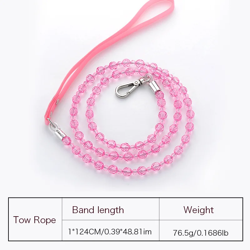 Beads Pet Leash Fashionable Princess Style Crystal Pet Leash for Small Dogs Cats ABS Anti Fracture Dog Beads Leash Pet Accessori