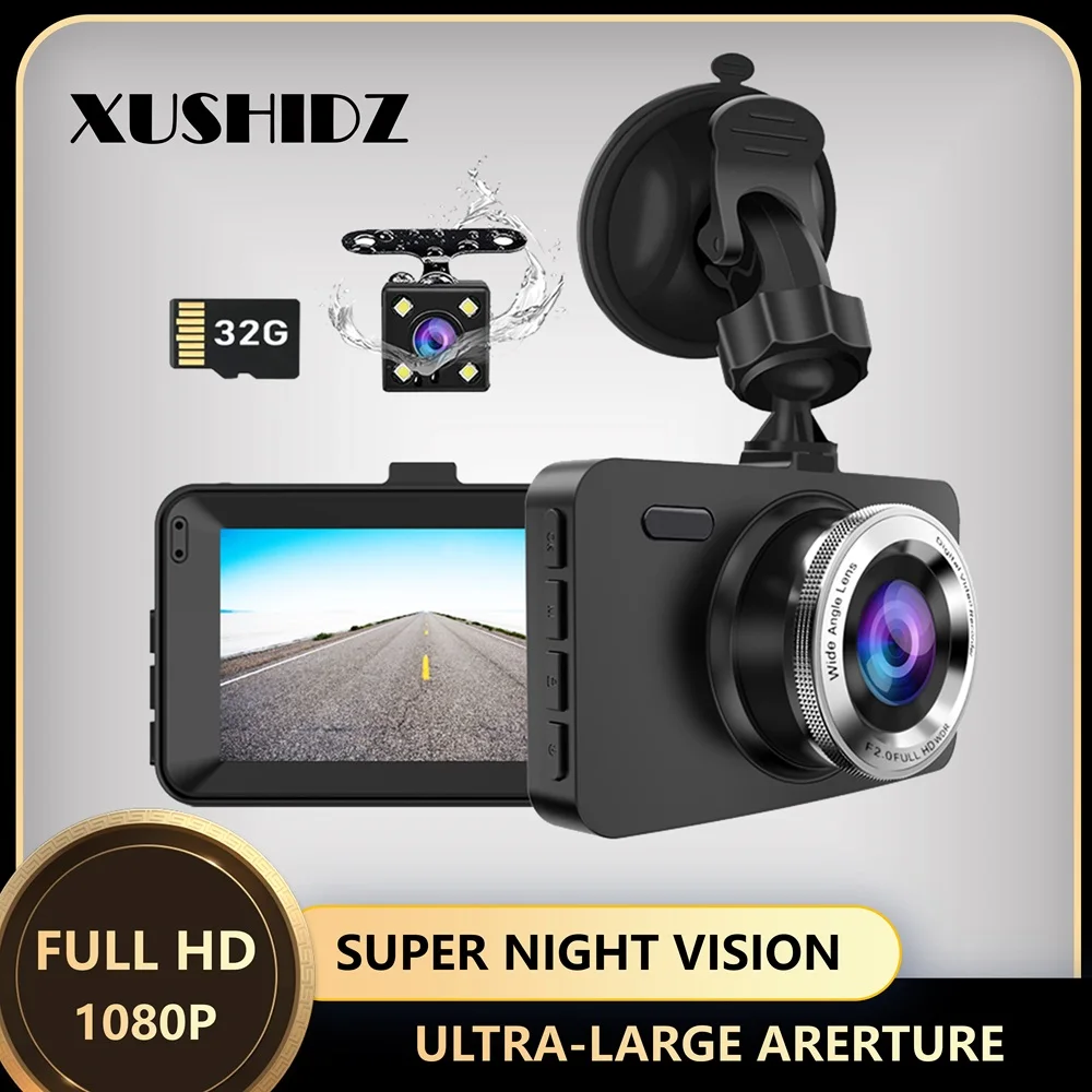 

XUSHIDZ Q18PRO 1080P Dash Came Vehicle Camera Recorder Super Night Vision Ultra-Large Aperture Dual Car Camera DVR Dual-Channel