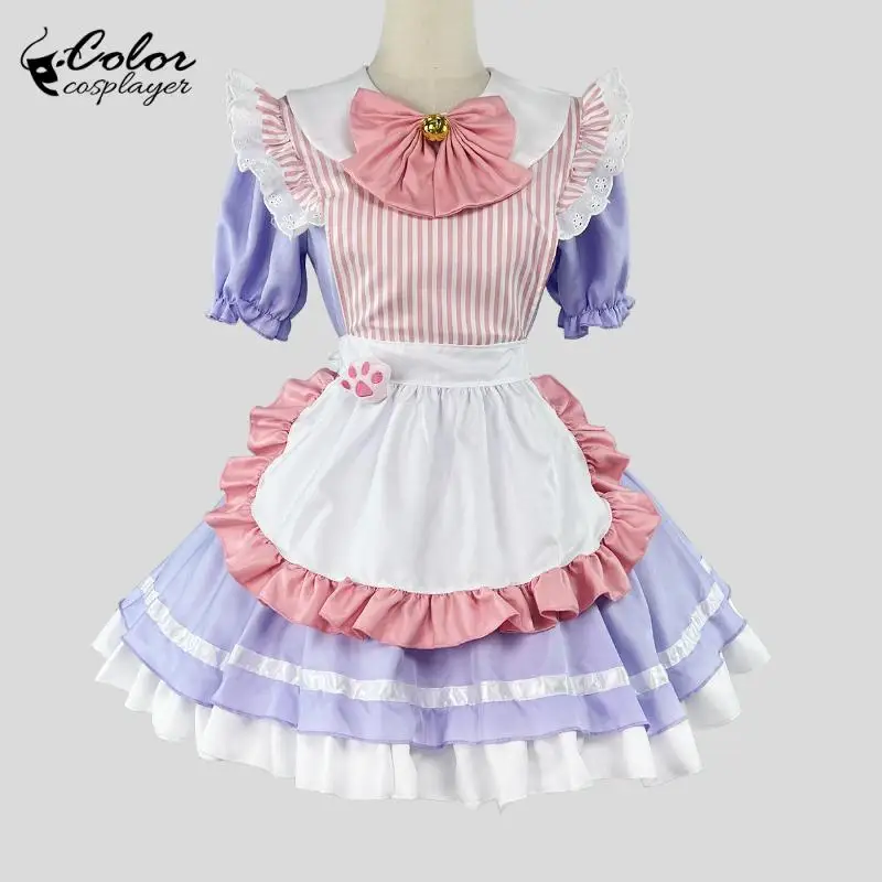 

Color Cosplayer Purple Lolita Anime Cosplay Costume Maid Dress with Apron Lace Women Lolita Suit Servant European Clothing