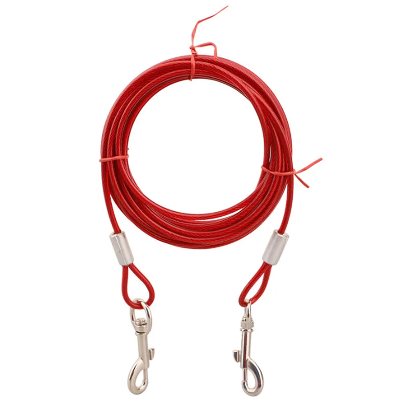 3/6/9/15M Outdoor Pet Leash With Dog Fixed Pile Metal Screw Stake For Camping Garden Ground Steel Wire Dogs Leads Leashes Set