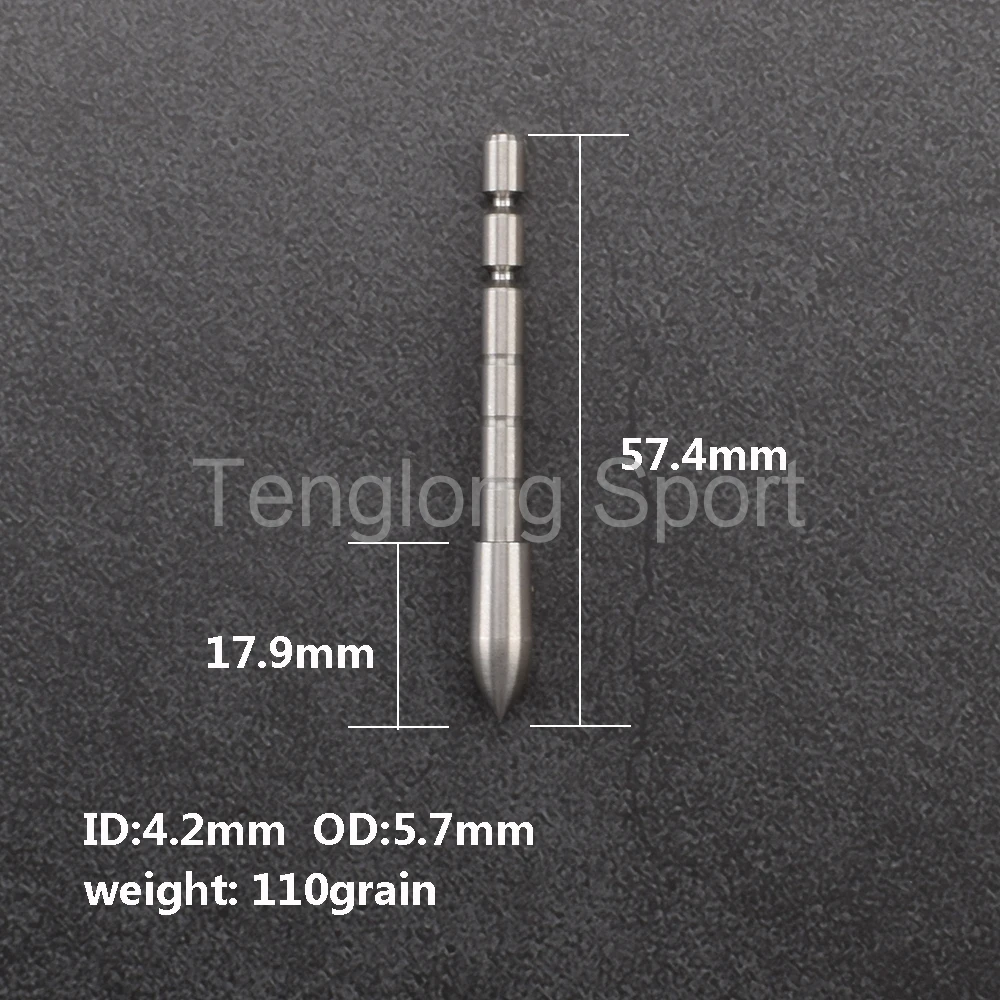 Aço Inoxidável Arco Seta Dica, ID Carbono Seta Shaft, 4.2mm, 4.2mm