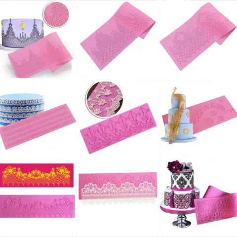 Lace Jewellery Wedding Cake Silicone Beautiful Lace Fondant Mold Mousse Sugar Craft Icing Mat Pad Pastry Baking Pad Tool F074