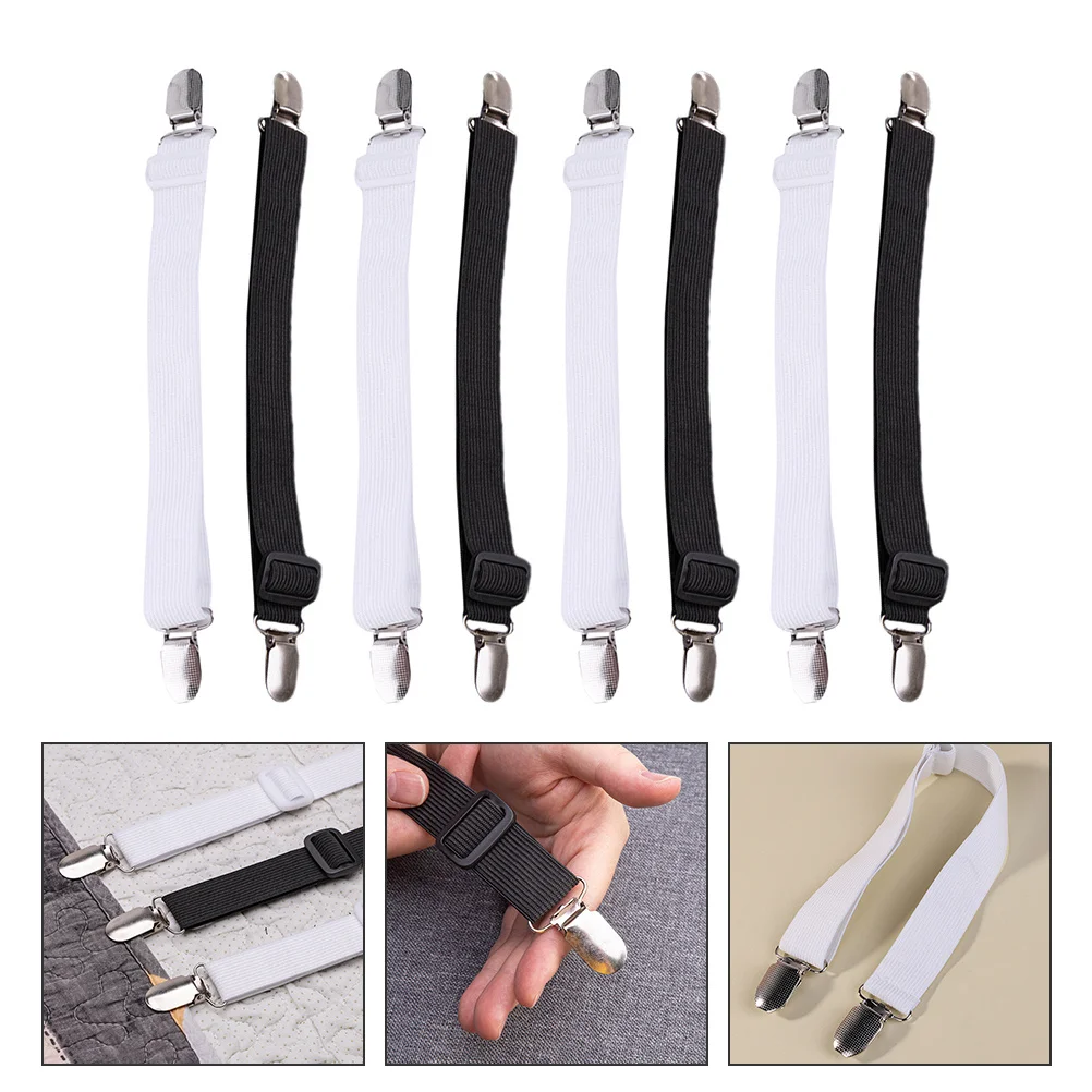 8Pcs Bed Sheet Fasteners Clips Wide Elastic Bed Sheet Holder Strap Mattress Cover Clips Tablecloth Fastening Bands