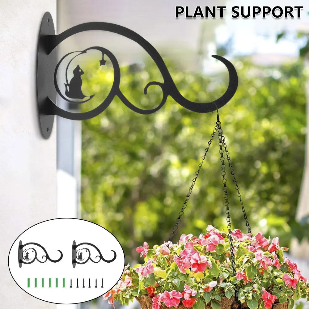 

2Pcs Hanging Plant Bracket Metal Wall Mounted Plant Hanger Heavy Duty Wall Hook Home Wall Decor with Screws for Flower Basket