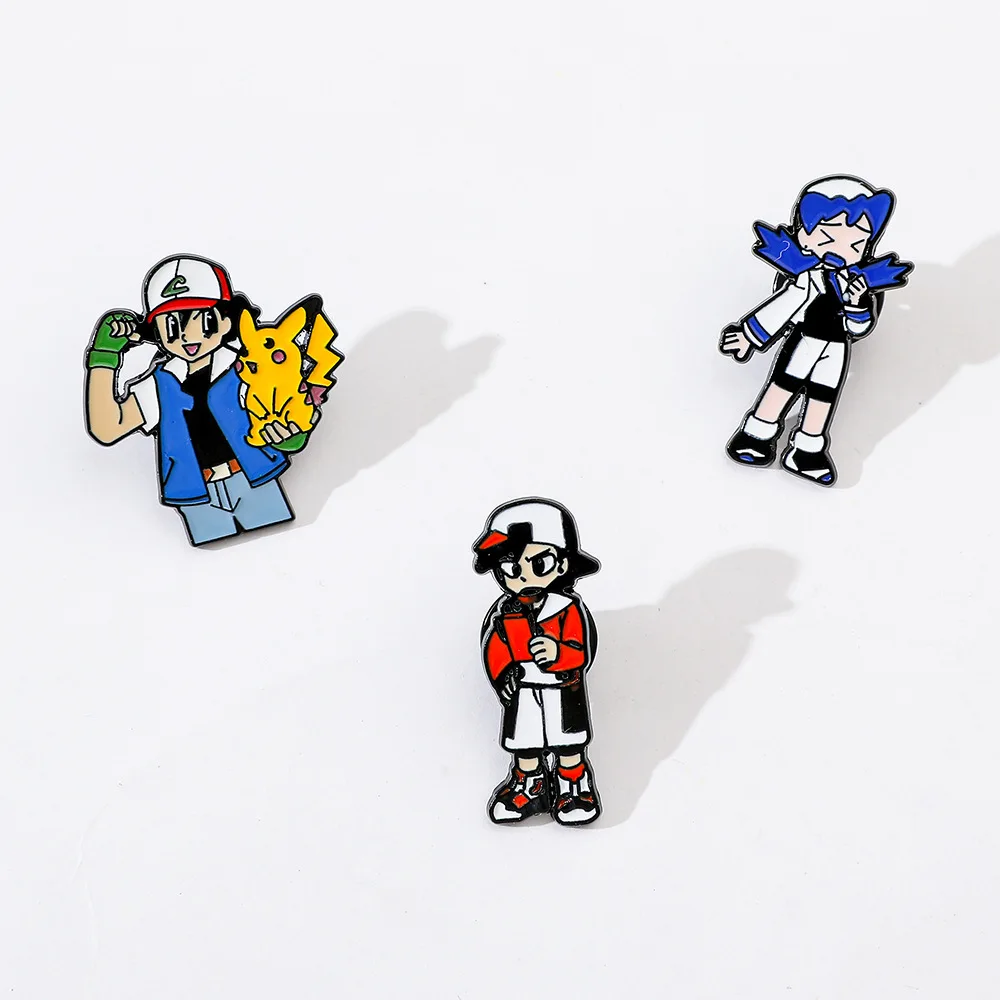 Japanese Cartoon Anime Pok É Mon Metal Badge Ash Alloy Brooch Accessories Y2k Fashion Toys Anime Frind Kawaii Personalized Gifts