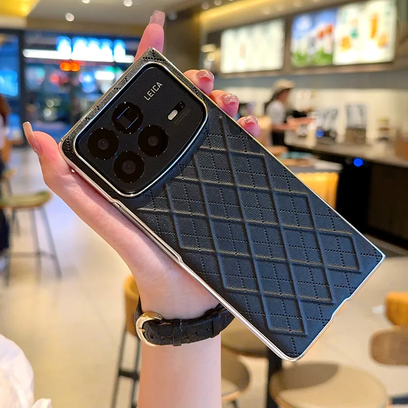 

Чехол для мобильного телефона Xiaomi Mix Fold4 Fold3 MI Mixflip с гальваническим ромбовидным сетчатым узором, роскошный твердый чехол из искусственной кожи