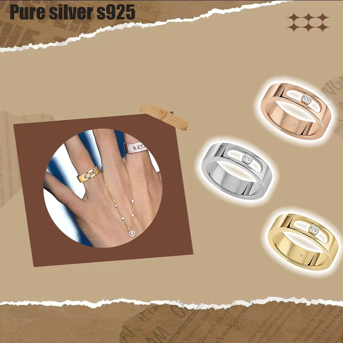

Pure silver s925 ring Classic nude high-end fashion versatile temperament ring suitable for parties