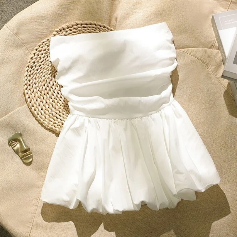 Koreanische Neue Mode Sexy Liebsten Weste Frauen Kleidung Schlanke Taille Gefaltete Tank Top 2025, Ropa Mujer Backless Solide Sommer Y2k Tanks