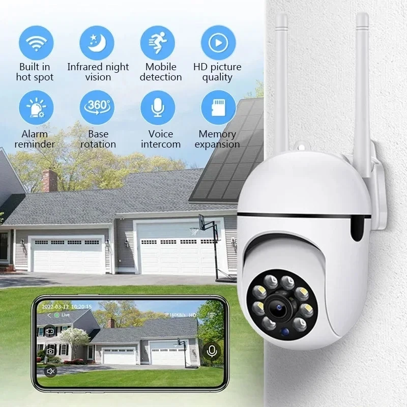 Cámara de seguridad IP 5G 1080P con WIFI, cámara web inteligente inalámbrica con luz Dual para exteriores, visión nocturna CCTV de alta definición de 360 grados para interiores