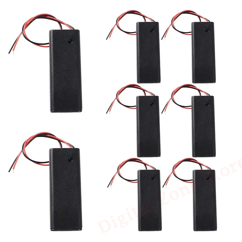 8Pcs 1 Slots 1.5V AA Battery Case Holder 1 x 1.5V AA Battery Spring Clip Storage Box Wire Leads with ON/Off Switch