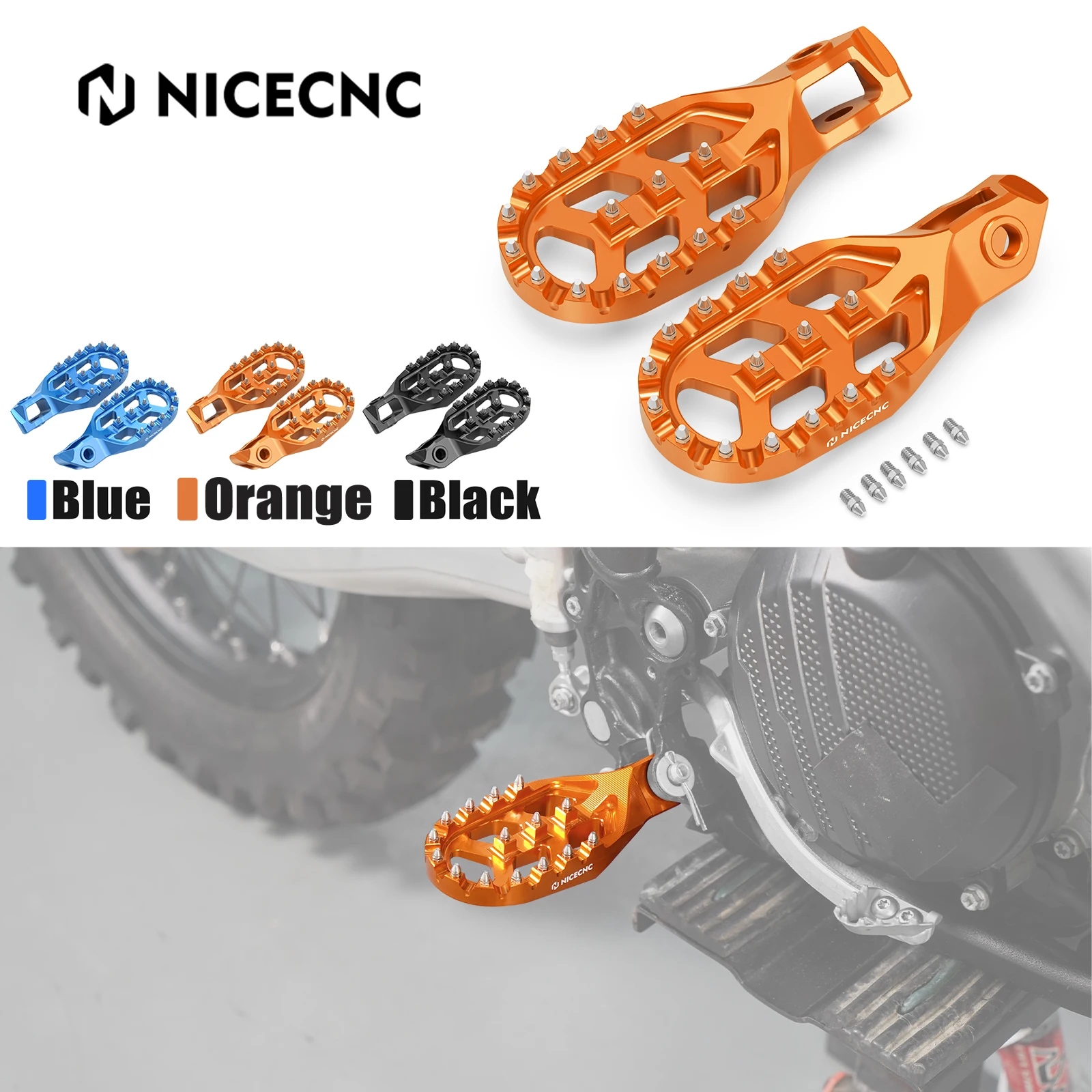 

For 2024 KTM EXC 300 XCW XCFW 500 450 400 350 300 250 200 150 125 SX XC 2023 NICECNC Motorcycle Forged Foot Pegs Footrest Pedal