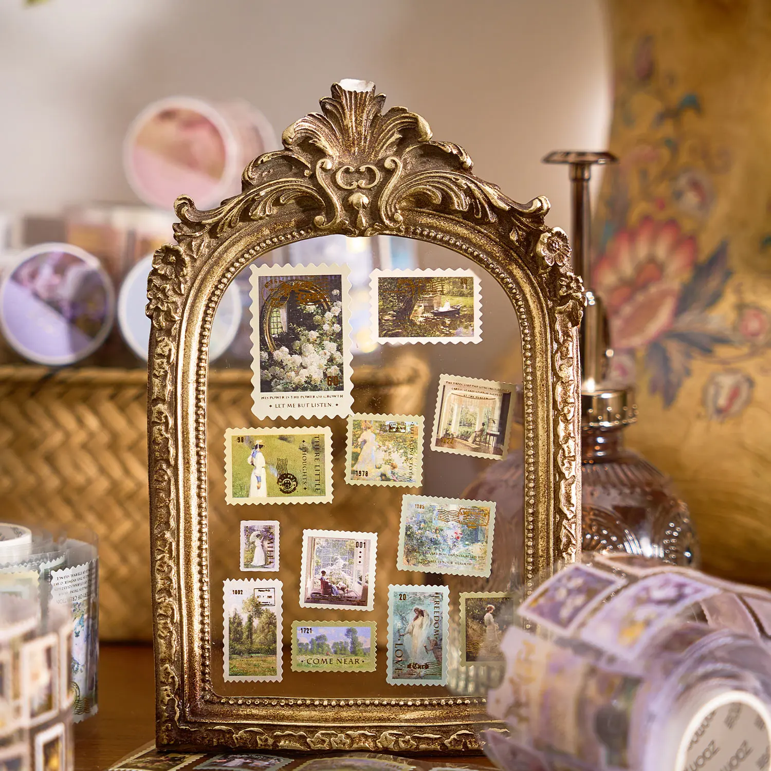 Ретро Ins штамп бронзовая лента блестящий стиль серия справочник DIY декоративный материал наклейки