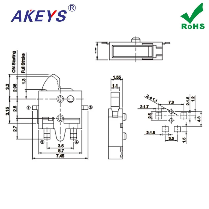10 pcs Limit switch MPU-1036(reverse) flash door reset switch micro-motion detection button switch KFC-W-14T