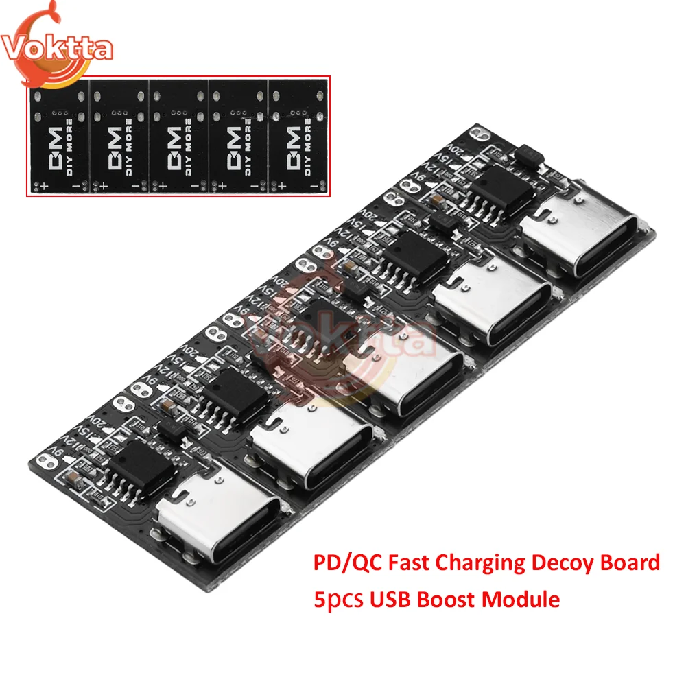 PD/QC Decoy Board Fast Charging USB Boost Module Type-C Step Up Module Charge Trigger Polling Detector Board DIY 5pcs kits