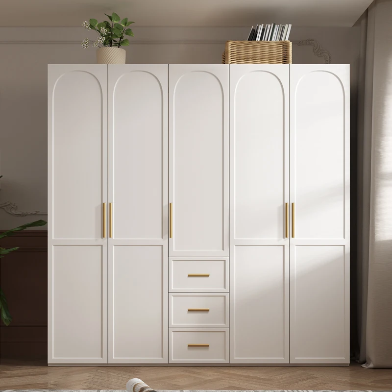 

Aesthetic Cubes Vintage Wardrobes Doors Handle White Clothes Storage Wardrobes Bedroom Wooden Armario De Ropa Home Furniture