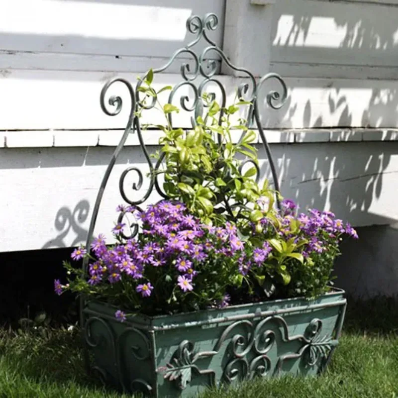 temu Cross-border Foreign Trade Vintage French-style Iron Wrought Wall-Hanging Flower Pots, Outdoor Flower Containers