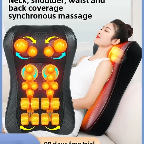 JAIYORL 지압 목 마사지 베개, 전기 쿠션, 등 마사지, 깊은 열 조직 주무르기, 어깨 근육 이완