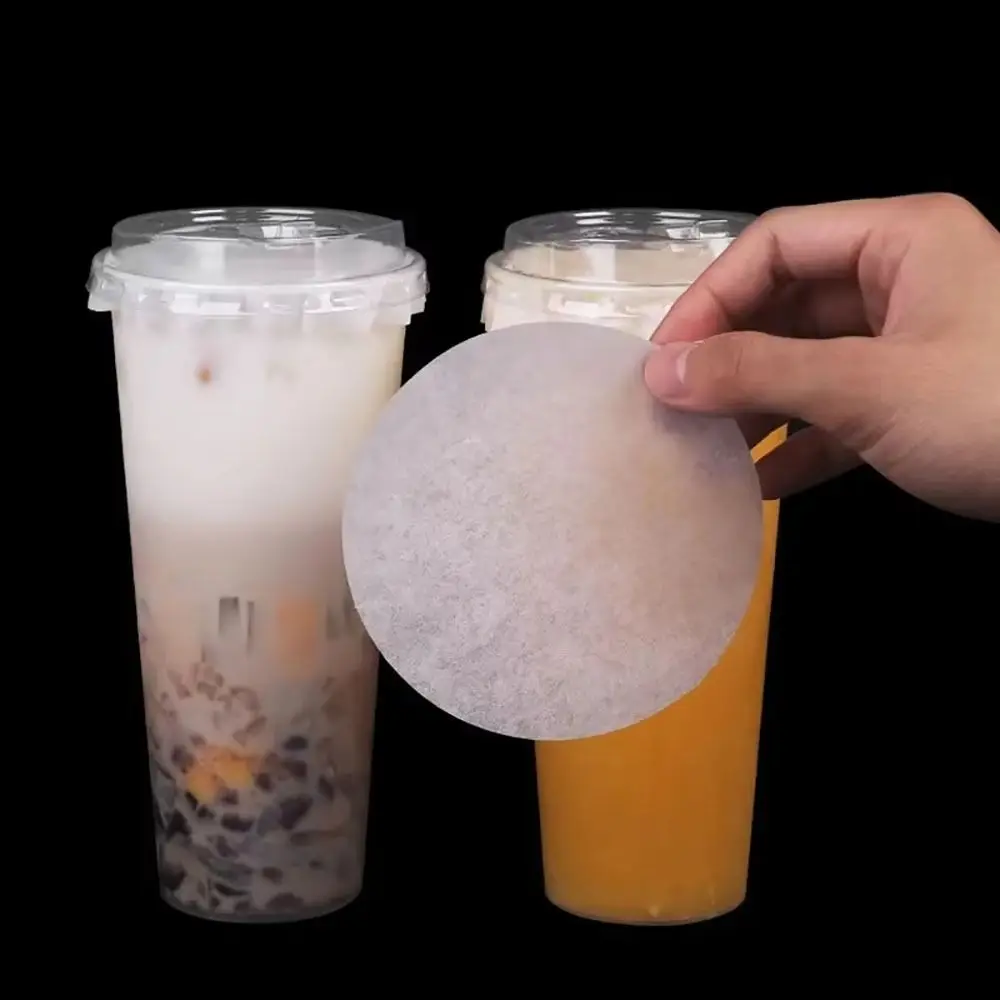 500Pcs Disposable Milk Tea Leakproof Paper 11/12/13/14/15cm Round Leakproof Film Leak Proof Paper Takeaway Packaging Sealing