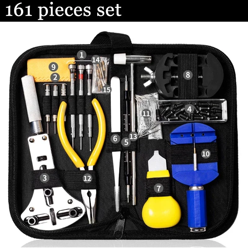 159 161 pcs New Styles Watch Repair Tool Kit Watch Chain Pin Remover Case Opener Spring Bar Battery Replacement Tools