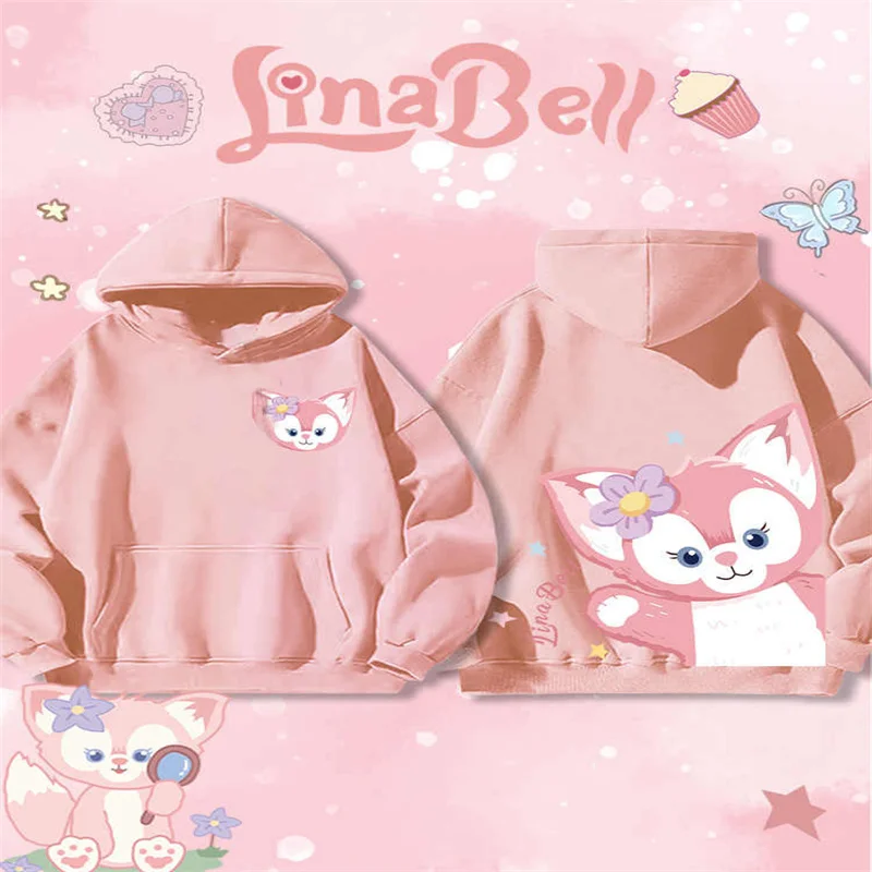 Disney Lina Bell Women\'s Hoodies Autumn Fashion Brand Trend Cartoon Anime Clothes Cotton Hooded Jacket Loose Womens Clothing Top