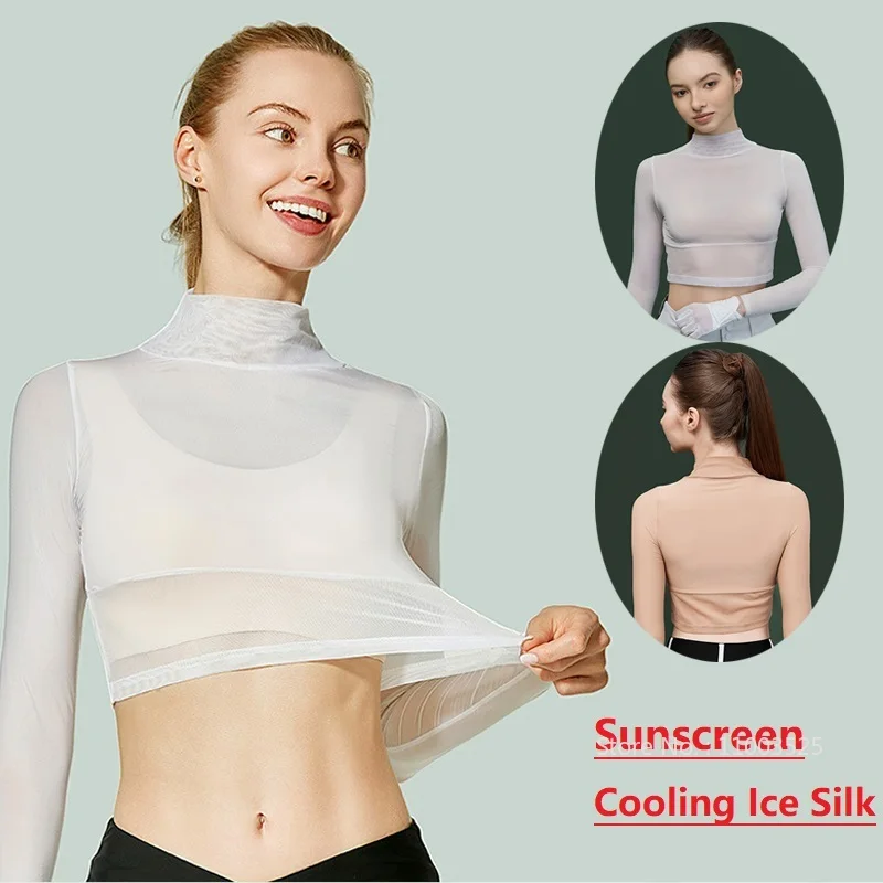 MG Golf Sunscreen Bottomings Shirt Long Sleeve Cooling Cropped Tops Ice Silk Quick-dry Underwear High Neck Anti-UV Inner Top