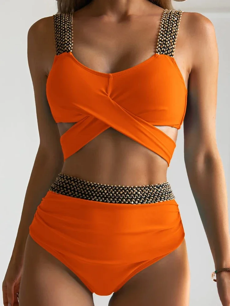 เซ็กซี่ Push Up บิกินี่ 2025 ชุดว่ายน้ําสตรี 2 ชิ้นชุดว่ายน้ําหญิงชุดบิกินี่เอวสูงชุดสีดําชุดว่ายน้ําบราซิล Biquini