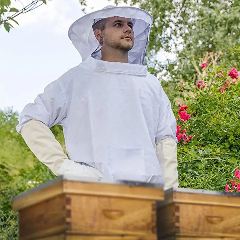 Bee Clothes Siamese Beekeeping Suit Half Jacket Bee-keeping Suit With Hat Bee-bite Protection For Agricultural Honey Keepin A2W7