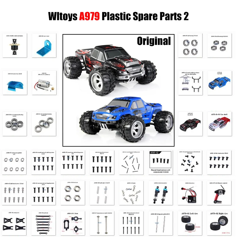 WLtoys 1:18 A979 RC auto pezzi di ricambio in plastica originali cuscinetto testa a sfera vite dado R Pin ricevitore telecomando Set parte 2