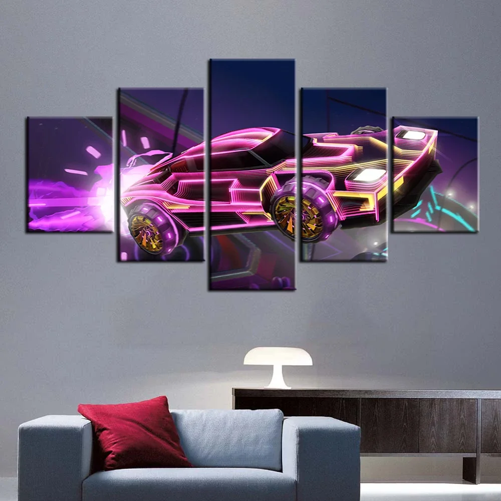 No Framed Canvas 5Pcs Neon Car Breakout Type-S Rocket League Game HD Wall Art Posters Pictures Paintings Home Decor Accessories