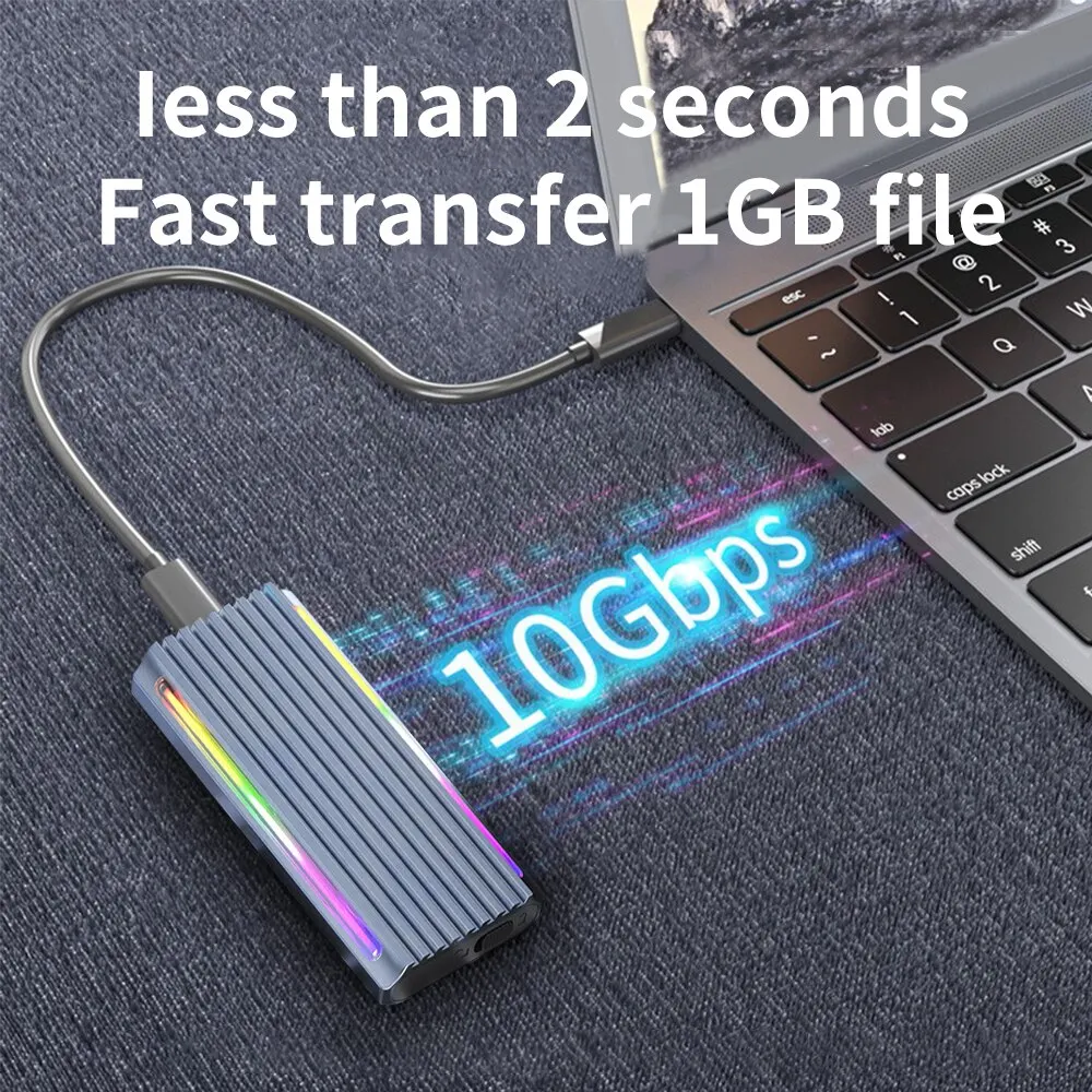 PUSKILL Aluminum Alloy M.2 SSD Case RGB Support M.2 NVME\NGFF USB 3.1 10Gbps HD Transmission Cooling Mobile Enclosure Box