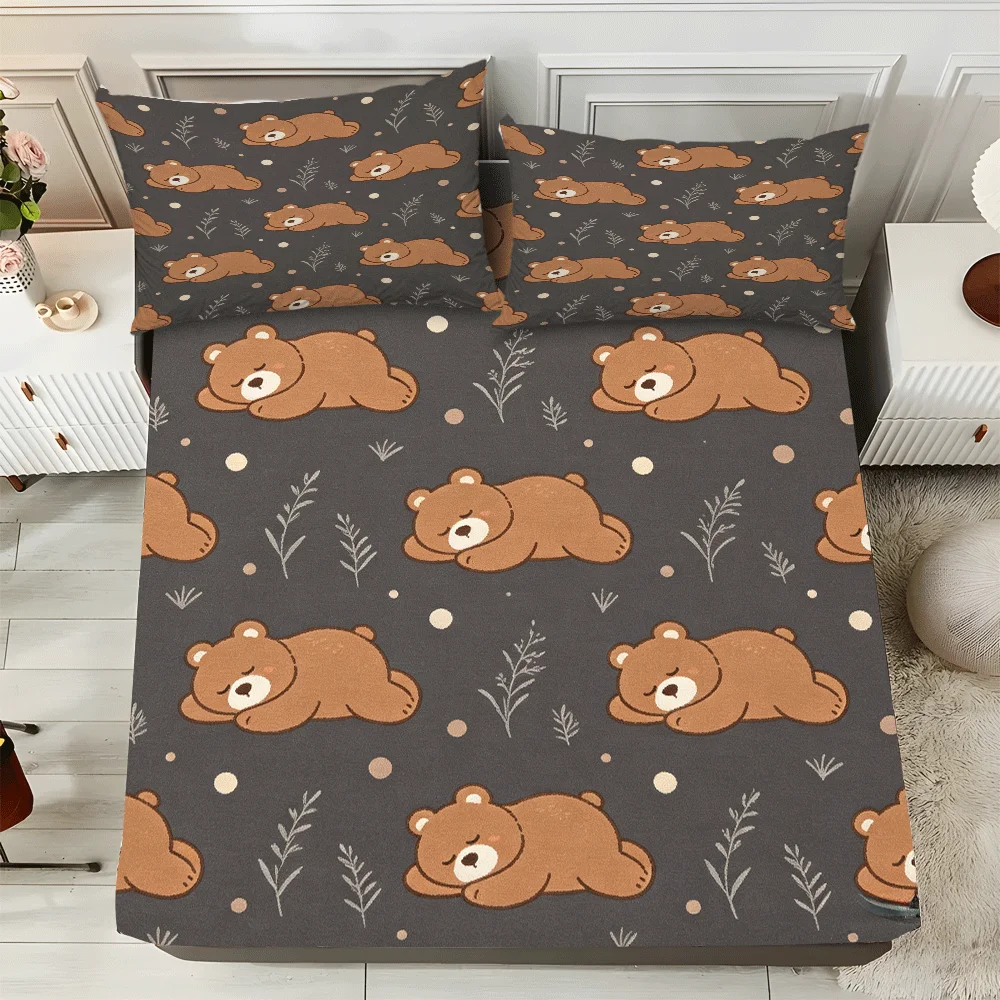 Three-Piece Set of Comfortable 2D Printed Bedding for All Seasons, Mattress Protector, Fitted Sheet Style, Protective Cover, 2D Flat Priting, Mattress Protector, Angel-Themed Feast, Vintage Oil Painting Style, Christmas Limited Edition, Suitable for All Seasons, Machine Washable Design, Holiday Decoration, Various Sizes, Breathable Protective Cover with Pillowcase