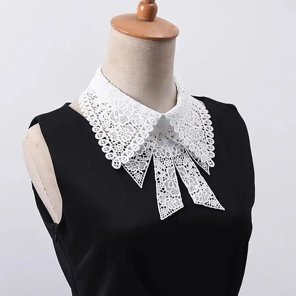 New Lace Floral Fake Collar Detachable Black White Decoration Collar Clothes Trim Women Girls